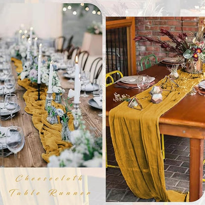 12 Pcs Mustard 35 x 120 Inches Long Cheesecloth Table Runner 10FT Runner - Image 5