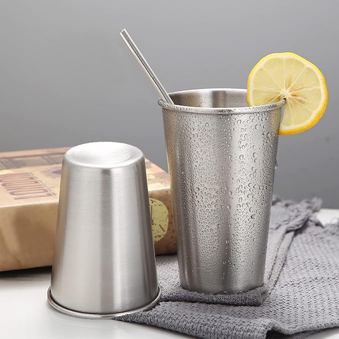 16 Pack 24oz Stainless Steel Pint Cup,Healthy Unbreakable and Stackable,Metal Drinking Glasses