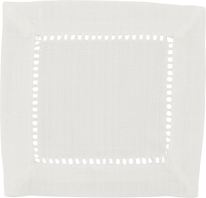 SARO LIFESTYLE Hemstitched Border Cocktail Napkin by SaroLifestyle