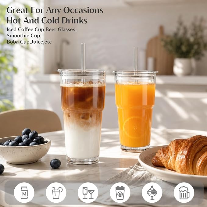 INSETLAN 20 oz Clear Glass Cup - Image 2