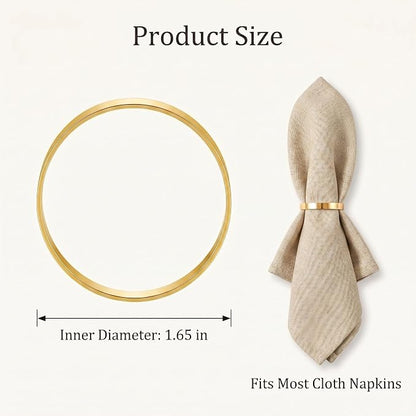 Gold Napkin Rings Set of 12, Metal Holders - Image 2