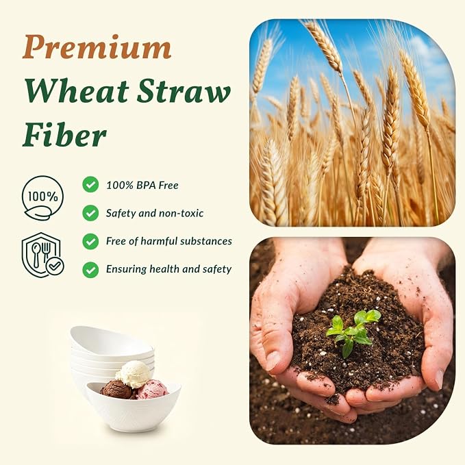 Small Bowls Set Wheat Straw Bowls 10 oz Small Serving Bowls - Image 3