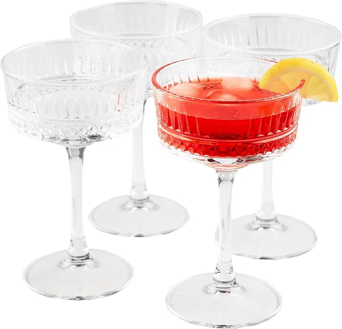 Vintage Coupe Glasses Set of 4, Wine Glasses, Long Stem Glassware - Image 8