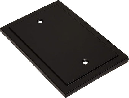 Henne Bery Modern Edge Switch Plate Wall Plate Outlet Cover, Durable Solid Zinc Alloy (Single Blank 2PK, Matte Black)