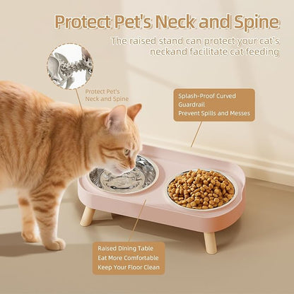Elevated Cat Bowl, Raised Cat Food and Water Bowl Set - Image 3