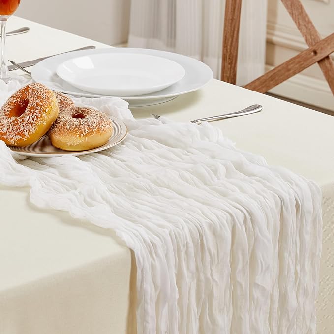 AGIRL 6 Pack White Cheesecloth Table Runner 10FT Fall Boho Gauze Home Decor | - Image 2