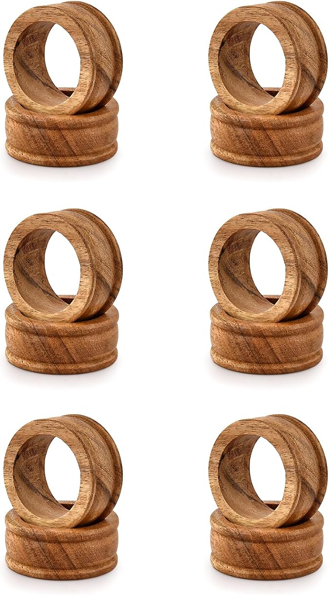Napkin Rings Acacia Wood Set of 12 - Image 3