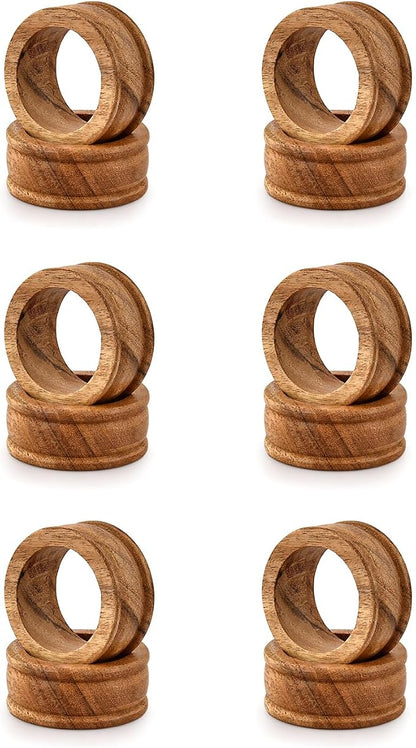 Napkin Rings Acacia Wood Set of 12 - Image 3