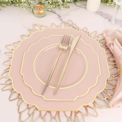 Blush Hard Plastic Dinner Plates, 50 Pack 11" Disposable Round Baroque Plates - Image 9