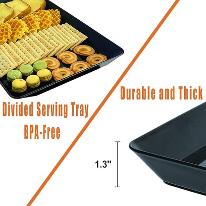 Serving Tray Platter, 2 Pcs Food Tray for Veggie Fruit Snack Dessert Cookie Cheese, Food Trays for Party Supplies Display, Plastic Platters for Serving Food, Large Trays, BPA Free