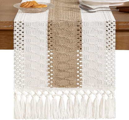 Boho Table Runner Summer Farmhouse Rustic Dining Dresser Scarf Home Decor | - Image 5