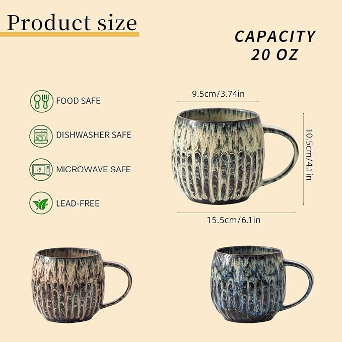 Large Ceramic Coffee Mug - 20oz Big Tea Cup - Image 2