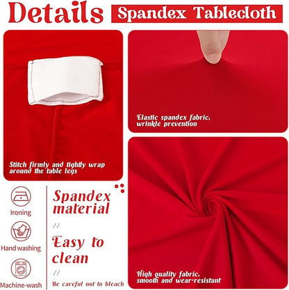 HAISIWLKJ 6 Pack Table Cloth 8ft Red Tablecloths for Rectangle Folding Table Spandex Fitted Stretch Cover Wrinkle Resistant Washable Protector for Party, Wedding, Banquet, Festival.