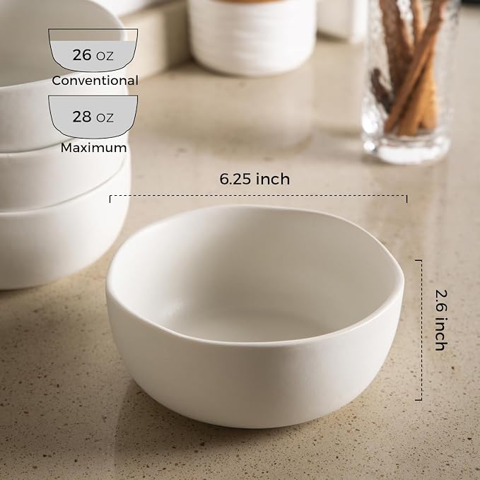 AmorArc Stoneware Cereal Bowls for Kitchen, 28oz Large Ceramic Soup Bowls Set - Image 2