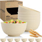 Large Wheat Straw Bowls Set of 6, 60 OZ Unbreakable Serving Bowls, Microwave Safe & Dishwasher Safe, Perfect for Salad, Fruit, Cereal, Soup, Ramen, Family Meals, Beige