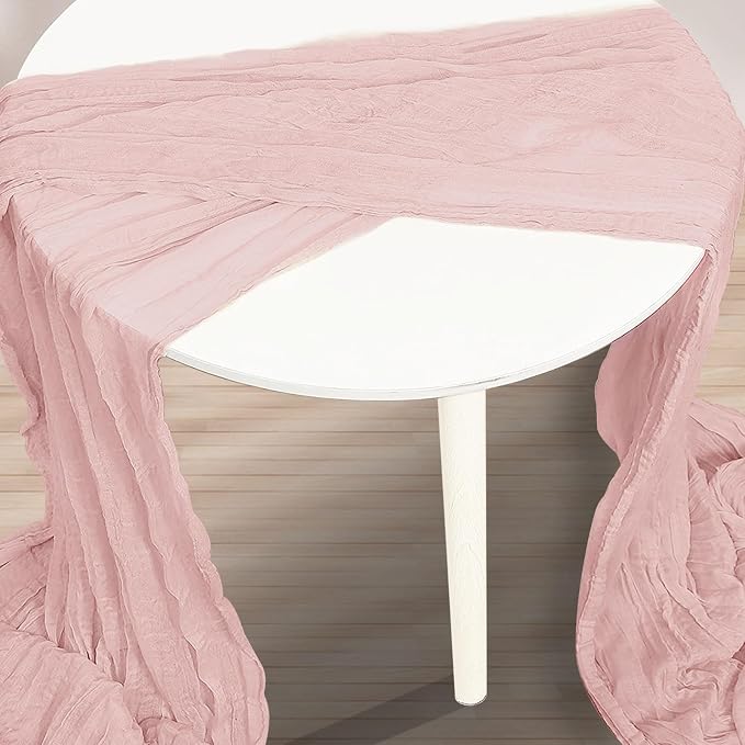 6 Pack Blush Pink Cheesecloth Table Runner 35x120 Inch 10Ft Rustic Gauze Cheese - Image 3