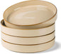 GBHOME 9'' Large Ceramic Pasta Bowls, 32oz Stoneware Pasta Serving Bowls Set of 4 for Kitchen, Wide Bowls for Fruit,Pasta,Salad,Oatmeal,Meal, Microwave Safe, Reactive Glaze-Warm Sand