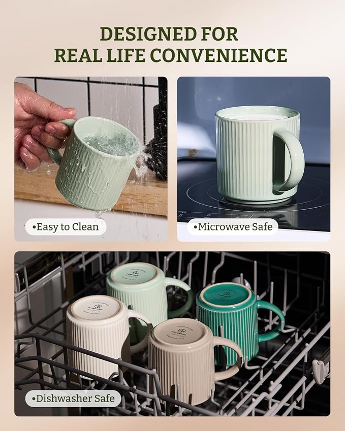 famiware Coffee Mug Set for 4, Star 12 oz Catering Mugs Cup Set - Image 7