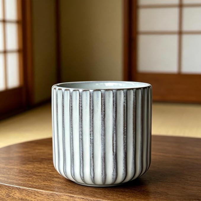 Japanese Ceramic Mug, Vintage Tea Cup 6oz Striped Cup No Handle Drinking Cup - Image 5