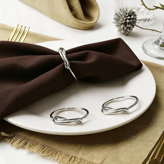 12Pcs Silver Infinity Knot Napkin Rings, Metal Decorative Table Napkin Holders - Image 2