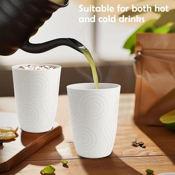 12oz Kids Cups, Wheat Straw Cups Set of 6, Unbreakable Plastic Tumblers - Image 7