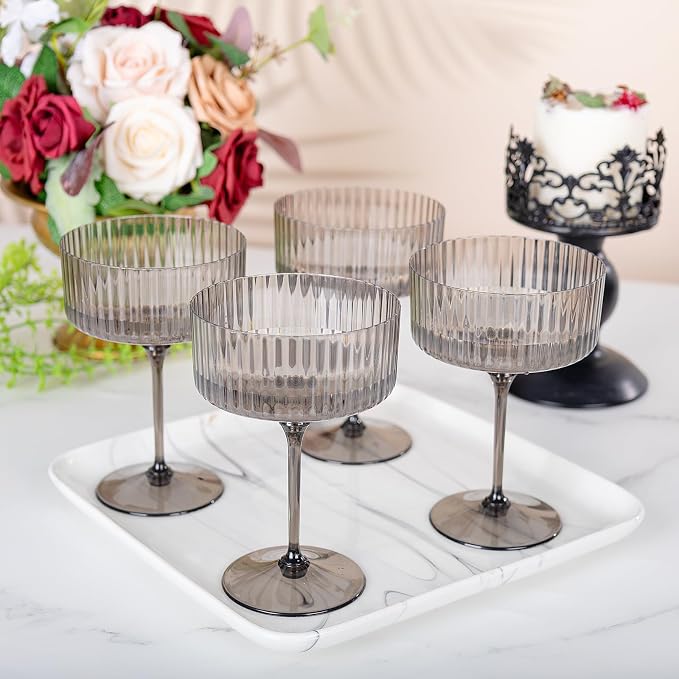 LIYH 20 Pcs Plastic Martini Glasses 10 Oz Clear Black | Disposable Martini - Image 8