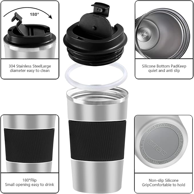 Insulated Travel Coffee Mug, Stainless Steel Coffee Cup - Image 2