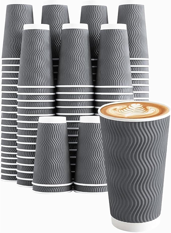 Clawsoff 50 Pack 20 oz Coffee Cups Disposable Insulated Paper Cup Gray | by BuyNow
