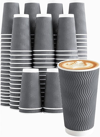 Clawsoff 50 Pack 20 oz Coffee Cups Disposable Insulated Paper Cup Gray | by BuyNow