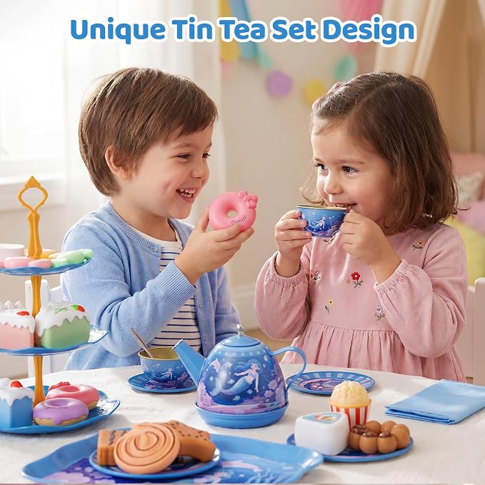iAOVUEBY Tea Party Set for Little Girls, Kids Pretend Play Kitchen Toys - Image 6