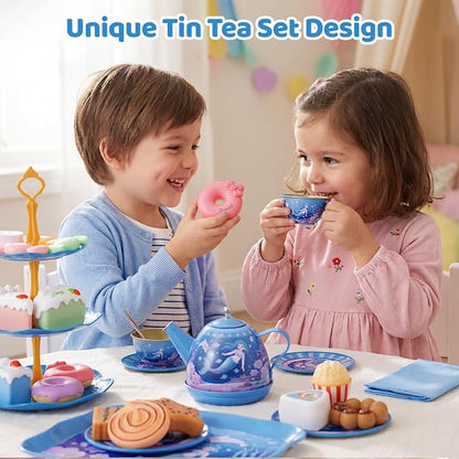 iAOVUEBY Tea Party Set for Little Girls, Kids Pretend Play Kitchen Toys - Image 6