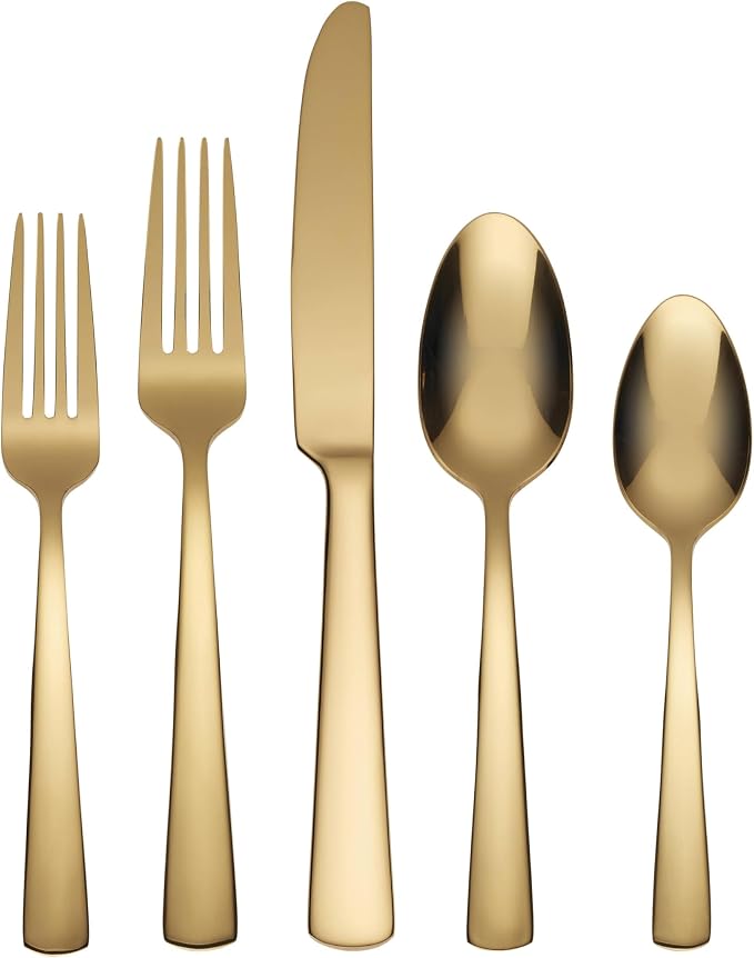 Oneida B1024020AL20 Aptitude Gold 20 Piece Everyday Flatware Set, Service by Oneida