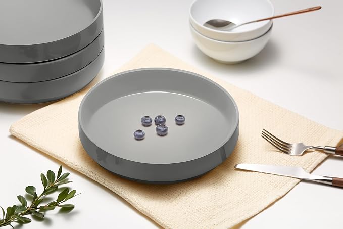 KooK Ceramic Large Pasta Bowls, Microwave and Dishwasher Safe, Shallow Serving - Image 4