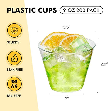 RACETOP 200 Pack 9 oz Clear Plastic Cups - Image 2