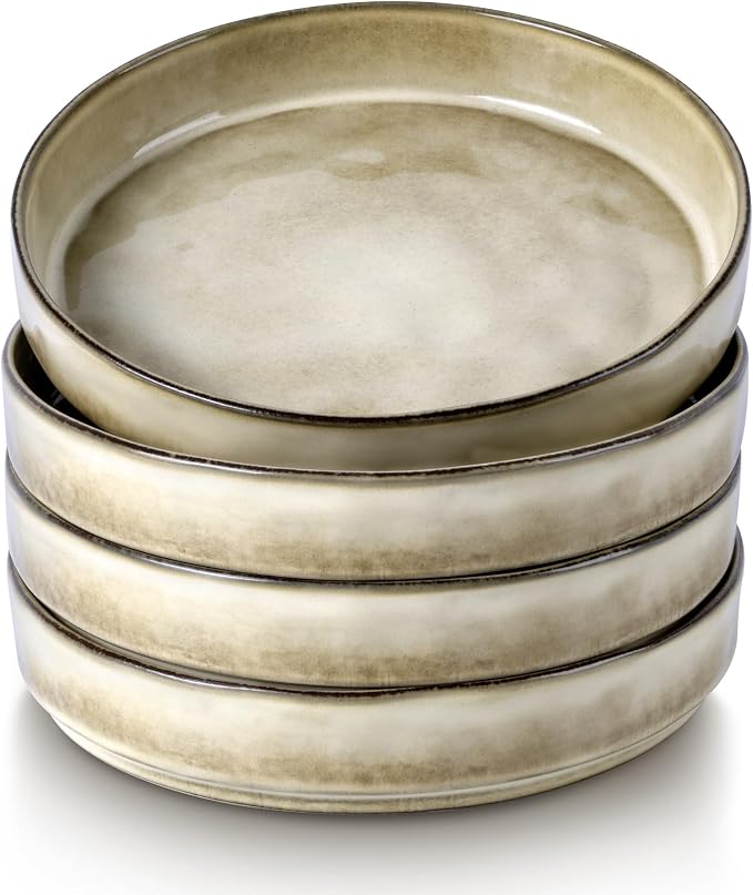 LIANYU Stoneware Pasta Bowls, 8.25’’ Large Bowl Sets of 4 | Round Shallow by LIANYU