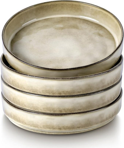 LIANYU Stoneware Pasta Bowls, 8.25’’ Large Bowl Sets of 4 | Round Shallow by LIANYU