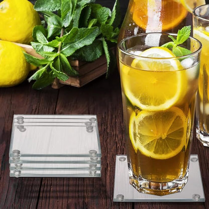 Set of 6 Square Glass Drink Coasters, 3.5"x3.5" Crystal Coasters - Image 7