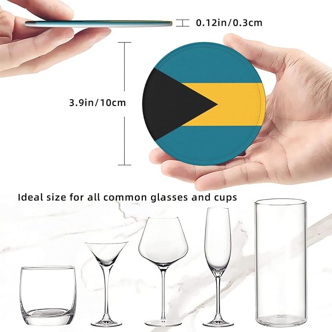 6 Pack Bahamas Flag Leather Coaster - Image 4