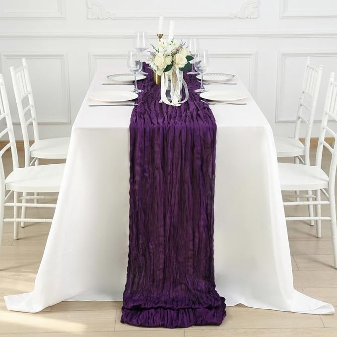 1 Pack Purple Cheesecloth Table Runner 120 Inch Boho Wedding Decor | - Image 4