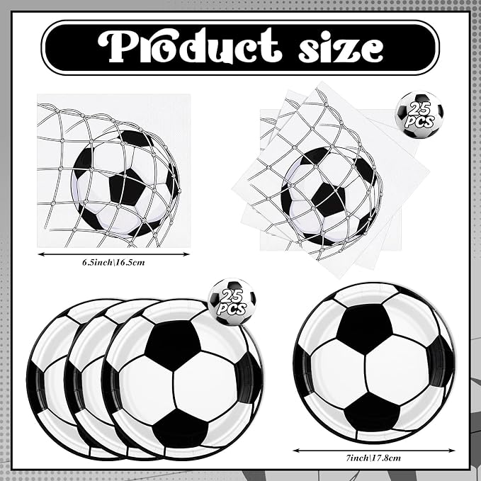 NatNarr 50 Pcs Soccer Plates and Napkins, Disposable Soccer Party Decorations - Image 2