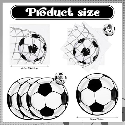 NatNarr 50 Pcs Soccer Plates and Napkins, Disposable Soccer Party Decorations - Image 2