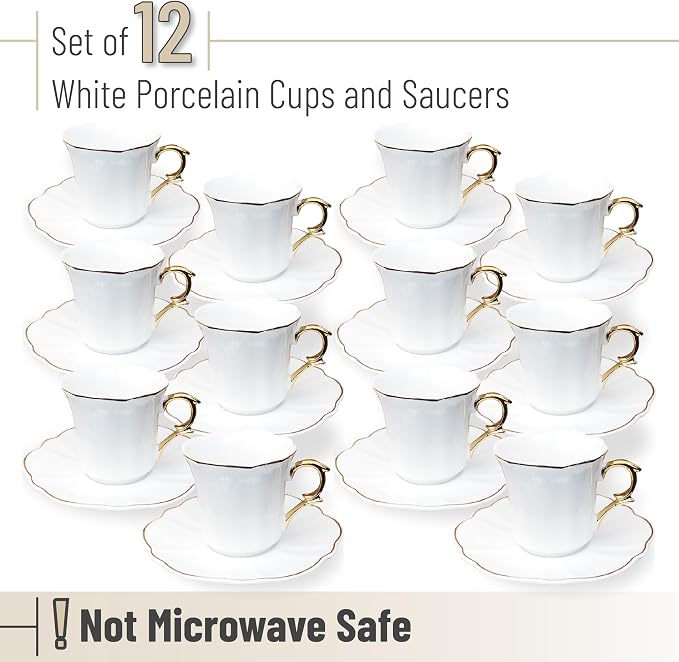 BTaT- Porcelain Espresso Cups Set, 3 oz, 12 Set, Small Coffee Mugs | Elegant - Image 2