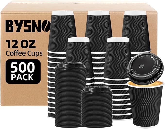 BYSNOW 500 Pack 12 oz Coffee Cups by BYSNOW
