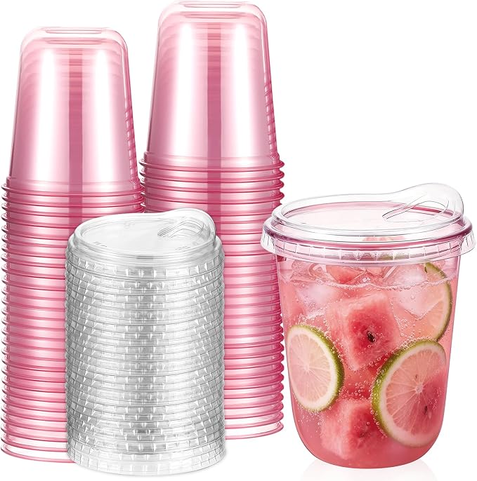 Baderke 50 Pcs Round Bottom Plastic Cups by Baderke