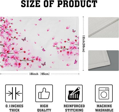 Cherry Blossom Placemats - Sakura Place Mats Set of 4 Pink Floral Flower Tablemats 12x18 for Party Kitchen Dining Farmhouse