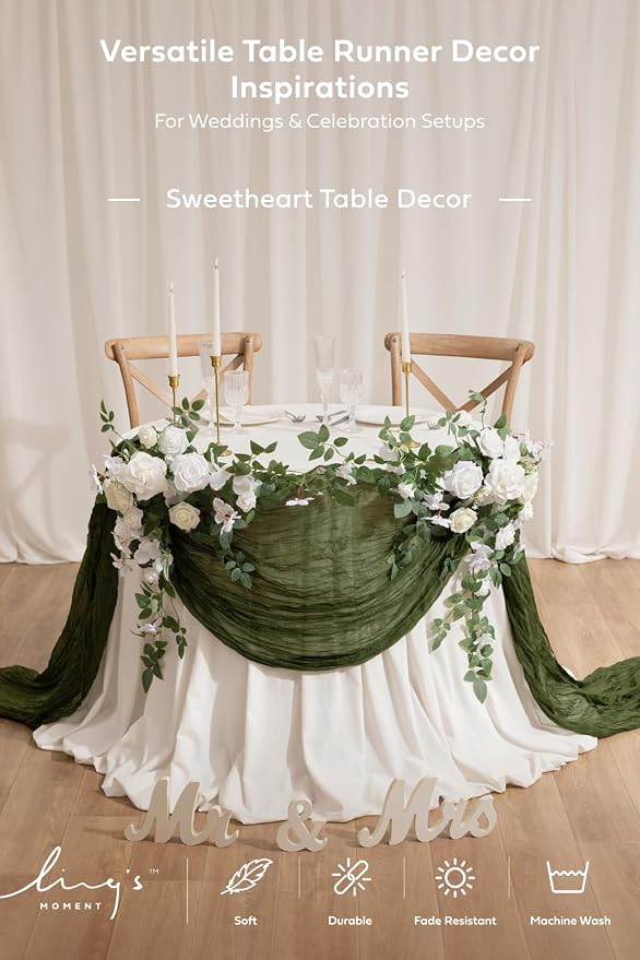 Ling's Moment Terracotta Cheesecloth Table Runner, 168 Inch, Burnt Orange | 14FT - Image 4