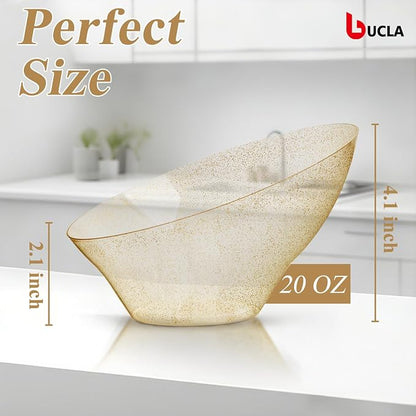 bUCLA 12 Pack Gold Glitter Plastic Serving Bowls - 20 OZ Disposable Snack - Image 2