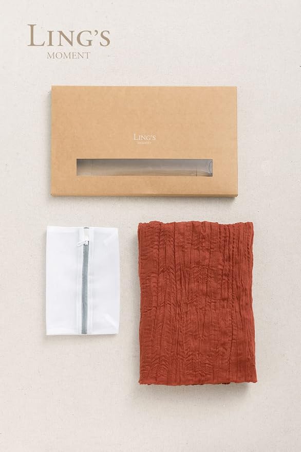 Ling's Moment Terracotta Cheesecloth Table Runner, 120 Inch, Burnt Orange | 10FT - Image 6