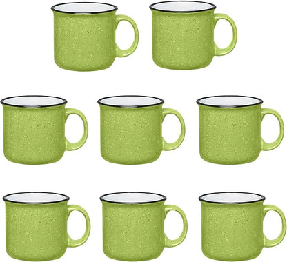 Set of 8 Ceramic Campfire Mugs – 15 Oz, Lime – Coffee & Tea Cups by GiftsbyDesign