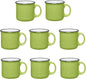 Set of 8 Ceramic Campfire Mugs – 15 Oz, Lime – Coffee & Tea Cups by GiftsbyDesign